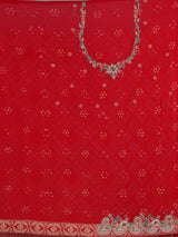 Red bandhani georgette heritage saree