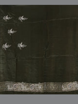 Green dola silk floral embroidered festive saree