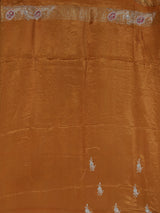 Mustard yellow dola silk floral zari saree