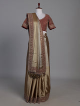 Gold tissue silk zardosi festive ready saree