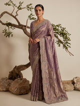 Purple dola silk designer occasion saree