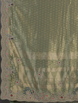 Pista dola silk embroidered festive saree