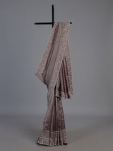 Grey tissue silk embellished festive saree