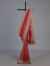 Red bandhani georgette royal saree
