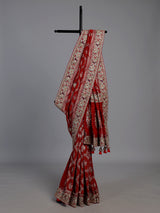 Red bandhani georgette festive saree
