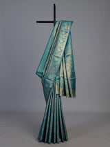 Rama blue art tissue kanjivaram festive saree