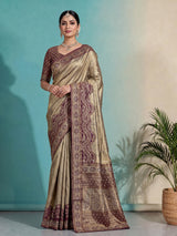 Purple art tissue kanjivaram heritage saree