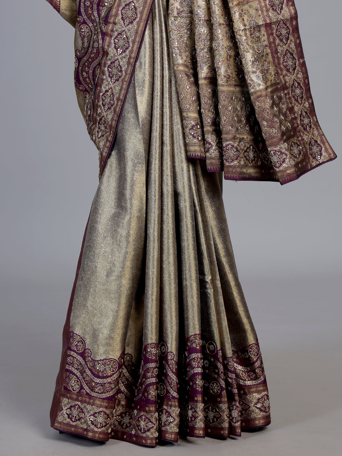 Purple art tissue kanjivaram heritage saree