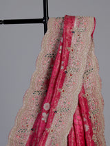 Rani pink tissue silk peacock border saree