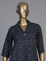 Blue silk Bandhej printed palazzo co ord set with V-neckline