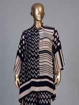 Black crepe silk printed palazzo co ord set with thread work