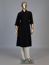 Black polyester embellished kurti with elegant beads and sequins detailing