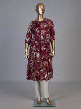 Purple paper silk floral printed kurti with delicate cutdana embellishments