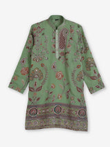 Pista green georgette printed kurta suit with sequin work for boys