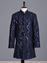 Navy blue boys terry rayon indowestern suit