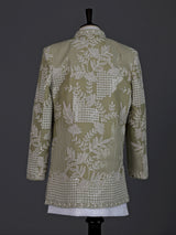 Blush pink boys silk blend indowestern suit with embroidered jacket