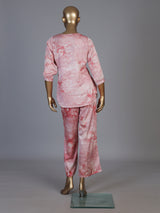 Pink satin floral printed palazzo co ord set with graceful styling