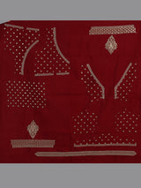 Maroon raw silk unstitched bridal lehenga choli with double dupattas