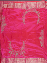 Rani pink kanjivaram silk saree with zardosi and zari work