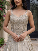 Cream silk designer wedding lehenga choli