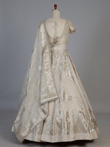 Cream tissue silk bridal lehenga choli
