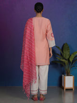Peach tissue salwar suit with sweetheart neckline