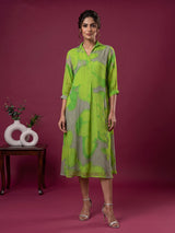 Green georgette printed kurti with delicate bead embellishments