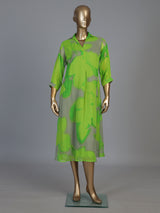Green georgette printed kurti with delicate bead embellishments