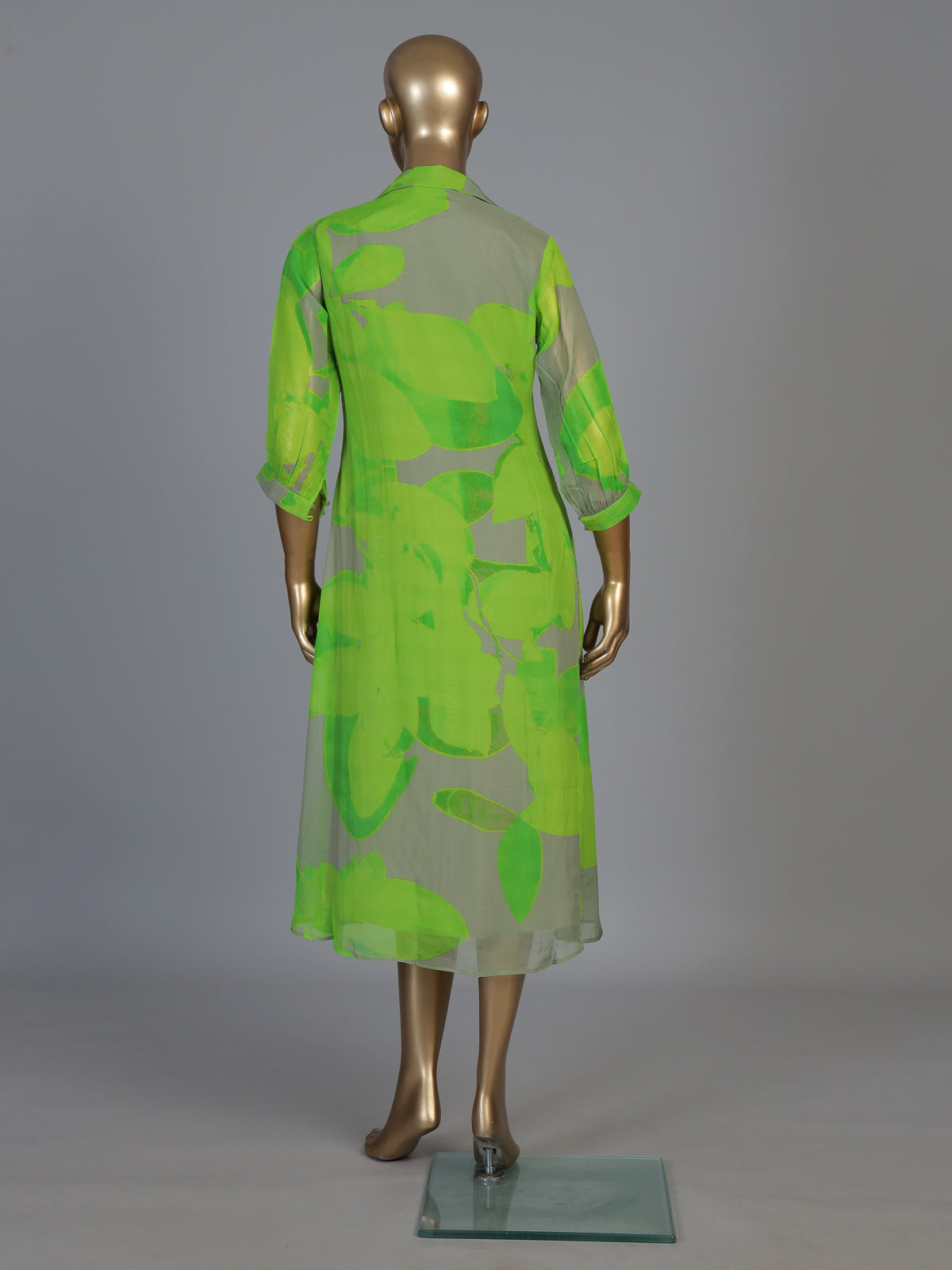 Green georgette printed kurti with delicate bead embellishments