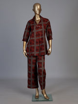 Grey cotton silk printed casual palazzo co ord set
