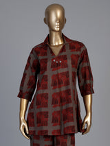 Grey cotton silk printed casual palazzo co ord set