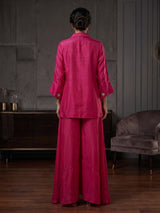 Rani pink crepe silk designer festive palazzo co ord set