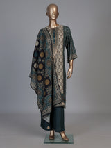 Rama blue silk printed festive palazzo kurti set