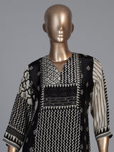 Black silk printed festive kurti set with dupatta