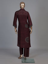 Brown crepe silk printed festive kurti set