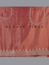 Pastel peach kanjivaram silk designer wedding saree
