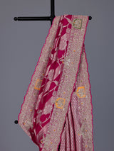 Rani pink banarasi silk festive saree for women
