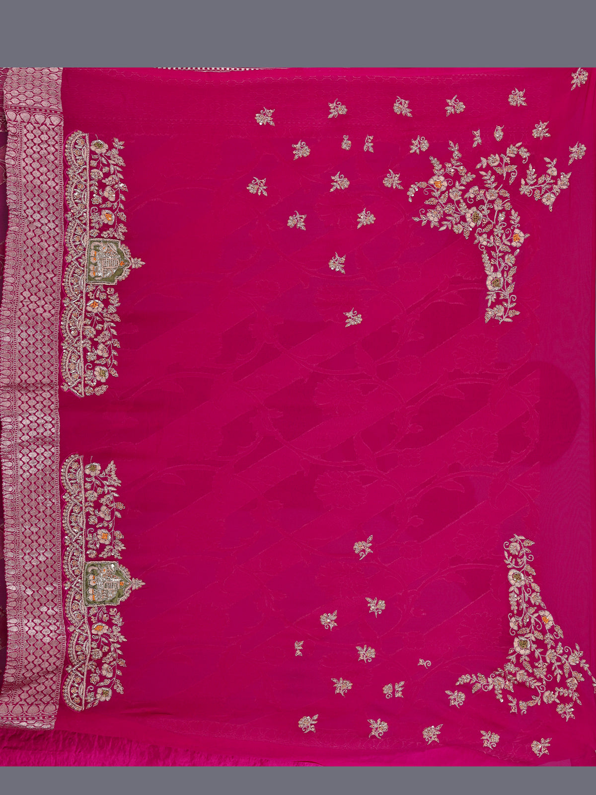 Rani pink banarasi silk festive saree for women
