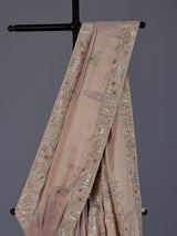 Pastel beige tissue silk bird motif festive saree women