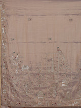 Pastel beige tissue silk bird motif festive saree women