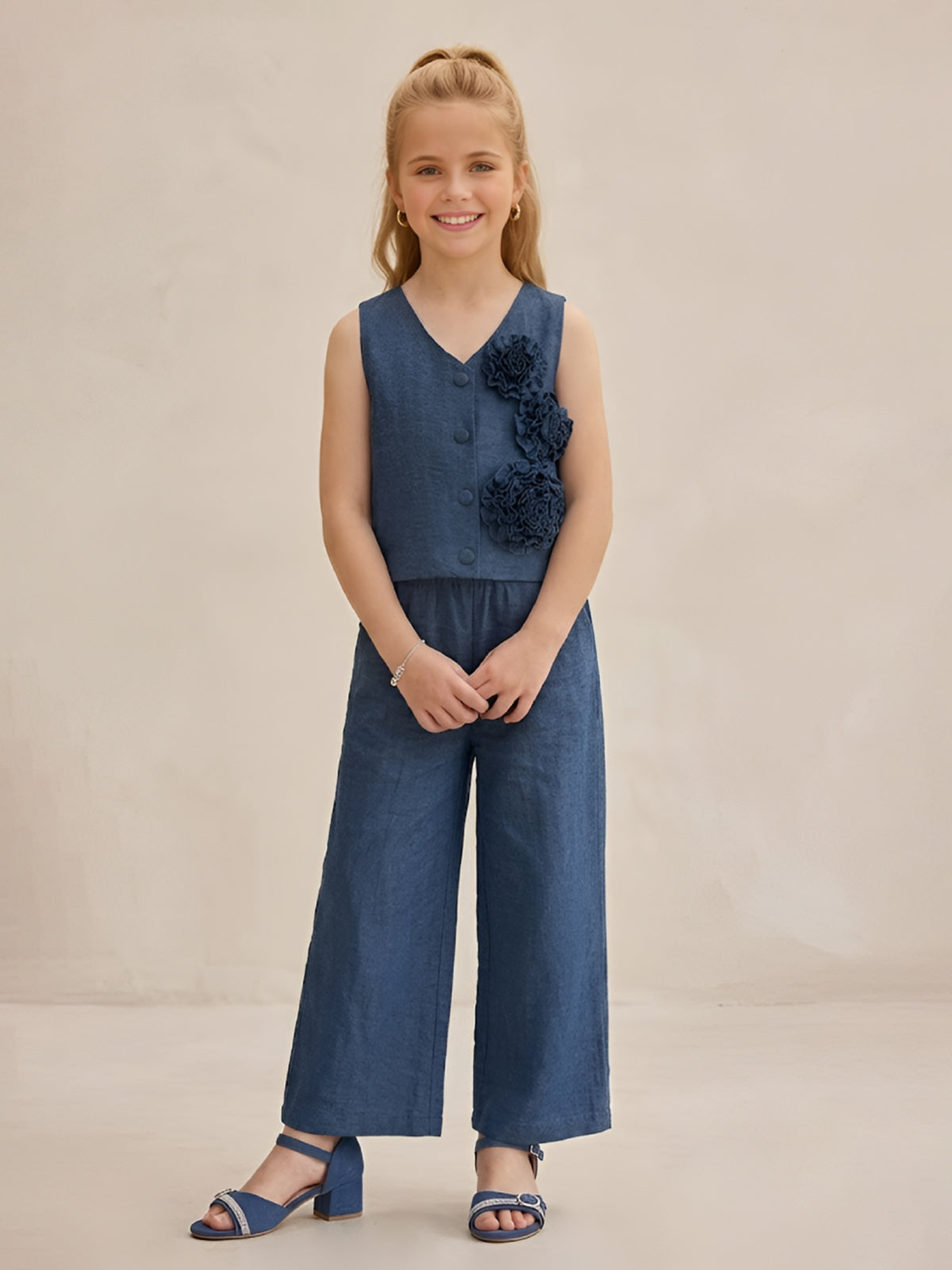 Blue floral palazzo co-ord set for girls