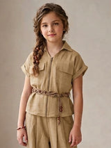 Beige jogger co-ord set for girls