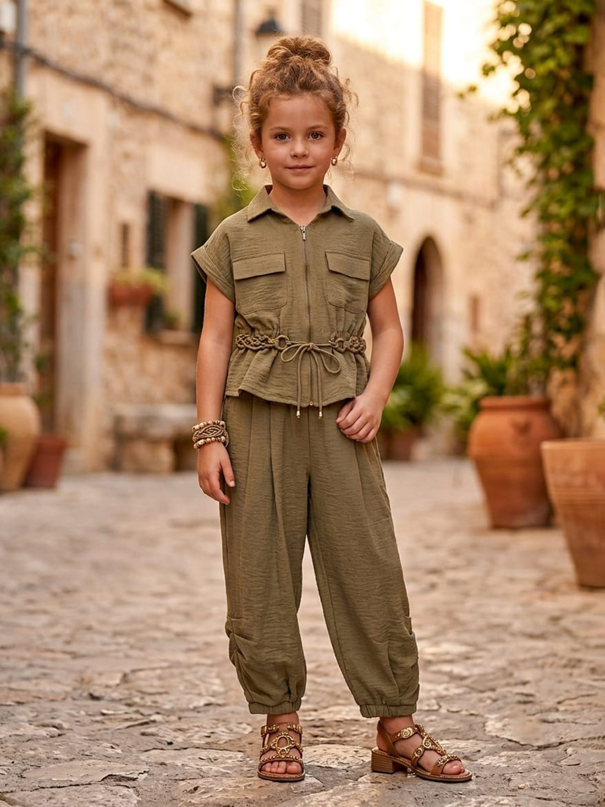Olive jogger co-ord set for girls
