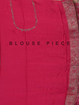 Deep rani pink dola silk floral designer festive saree