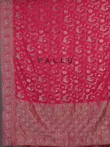 Deep rani pink dola silk floral designer festive saree