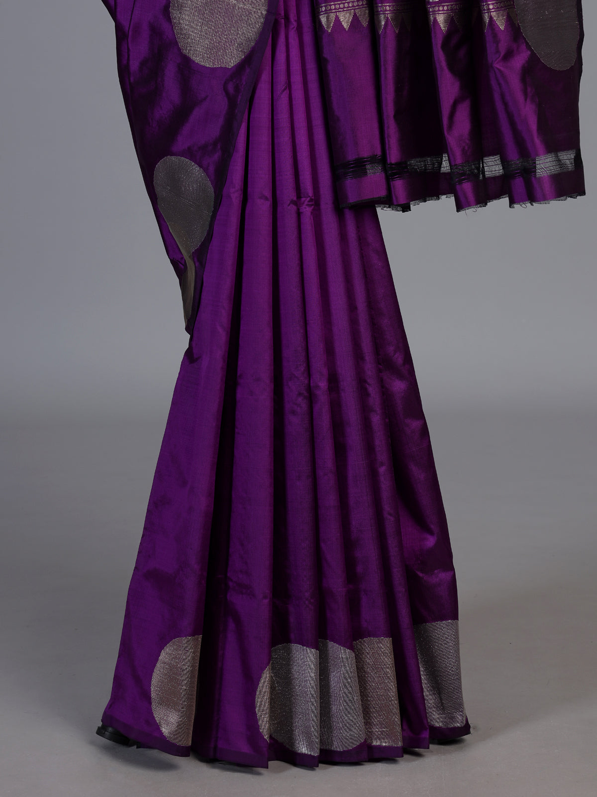Purple soft silk saree with rich zari border design