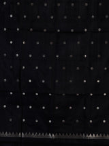 Black soft silk saree with elegant zari border and pallu