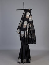 Black soft silk saree with elegant zari border and pallu