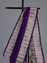 Purple satin silk saree with elegant festive zari detailing