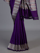 Purple satin silk saree with elegant festive zari detailing